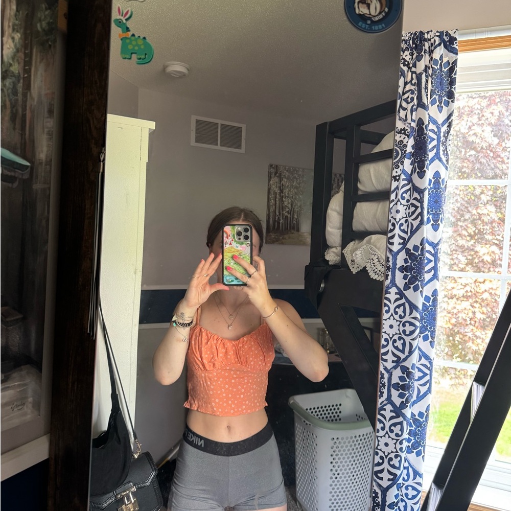 Orange Floral Tank Top
